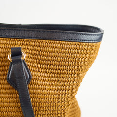 Gucci Ophidia Raffia Medium Tote Bag Brown/Navy