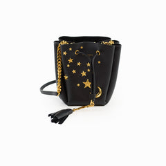Saint Laurent Mini Bourse Bucket Bag Star and Moon Black