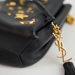 Saint Laurent Mini Bourse Bucket Bag Star and Moon Black