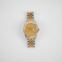 Rolex Datejust 36mm 16233G Two Tone Watch with Diamond Dial