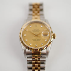 Rolex Datejust 36mm 16233G Two Tone Watch with Diamond Dial