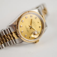 Rolex Datejust 36mm 16233G Two Tone Watch with Diamond Dial