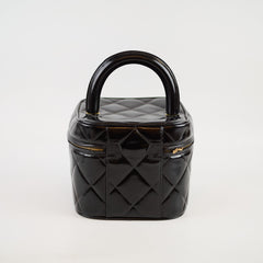 Chanel Patent Black Top Handle Vanity Vintage 1996