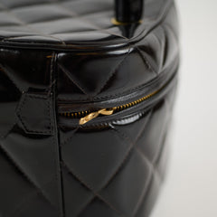 Chanel Patent Black Top Handle Vanity Vintage 1996
