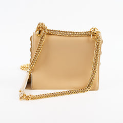 Fendi Kan I Small Flower Studded Flap Bag Beige