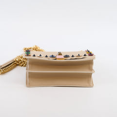Fendi Kan I Small Flower Studded Flap Bag Beige