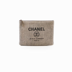 Chanel Deauville O-Case Clutch Tweed Grey