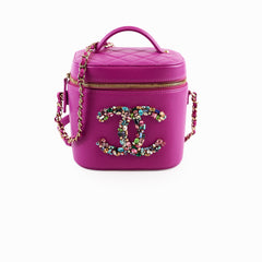 Chanel Cruise Lambskin CC Crystal Vanity Case Purple 2021