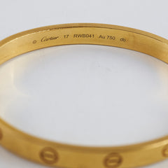 Cartier Classic Love Yellow Gold Size 17 Bracelet