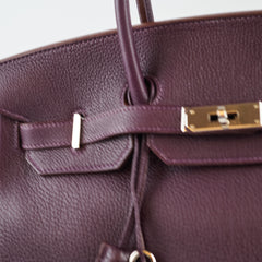 Hermès Hermes Birkin 35 Togo Raisin PHW Square P 2012