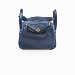 Hermès Mini Lindy Swift Verso Bleu Navy/Bleu Frida - Z Stamp