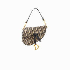 Christian Dior Oblique Saddle Bag Medium Navy