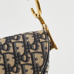 Christian Dior Oblique Saddle Bag Medium Navy