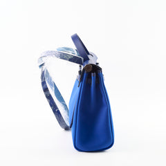 Hermes Herbag 31 Zip Bag Canvas/Hunter Leather Bleu Billard/Bleu Saphir SHW Stamp Z