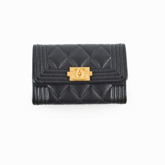 Chanel Boy Caviar Black Card Holder