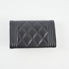 Chanel Boy Caviar Black Card Holder