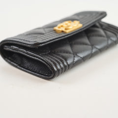 Chanel Boy Caviar Black Card Holder