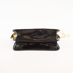 Fendi Peekaboo East West Lizard Bag Black