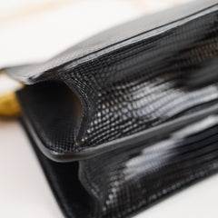 Fendi Peekaboo East West Lizard Bag Black