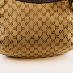 Gucci GG Canvas Web Half Moon Crossbody Bag Brown
