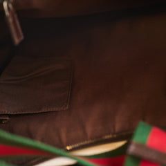 Gucci GG Canvas Web Half Moon Crossbody Bag Brown
