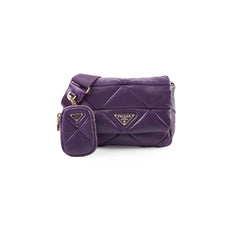 Prada Padded Nappa Quilted Patchwork System Shoulder Bag Purple