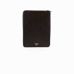 Prada Saffiano Leather Zip Document Case Black