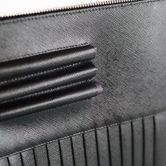 Prada Saffiano Leather Zip Document Case Black
