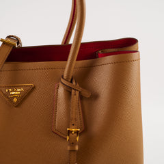 Prada Cuir Double Bag Caramel