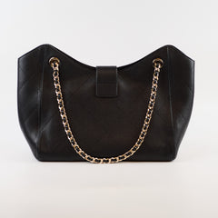 Chanel Grained Calfskin Shopping Bag Large Black Microchip