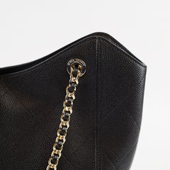 Chanel Grained Calfskin Shopping Bag Large Black Microchip