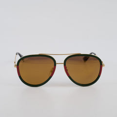 Gucci GG0062S Aviator Sunglasses Green/Red