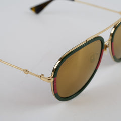 Gucci GG0062S Aviator Sunglasses Green/Red