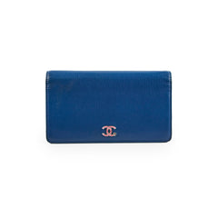 Chanel Bifold Yen Wallet Leather Blue