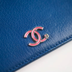 Chanel Bifold Yen Wallet Leather Blue