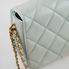 Chanel My Perfect Mini Square Caviar Iridescent Green Microchip