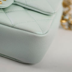 Chanel My Perfect Mini Square Caviar Iridescent Green Microchip