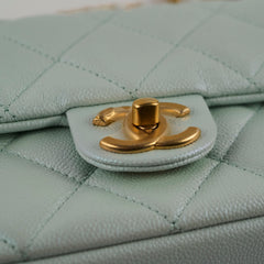 Chanel My Perfect Mini Square Caviar Iridescent Green Microchip