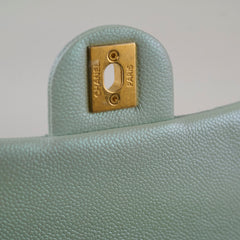 Chanel My Perfect Mini Square Caviar Iridescent Green Microchip