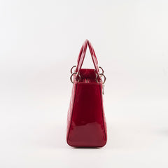 Dior Lady Dior Medium Patent Dark Red