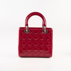 Dior Lady Dior Medium Patent Dark Red