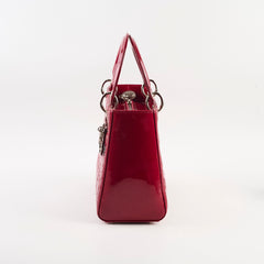 Dior Lady Dior Medium Patent Dark Red
