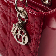 Dior Lady Dior Medium Patent Dark Red
