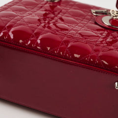 Dior Lady Dior Medium Patent Dark Red