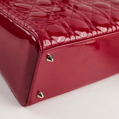 Dior Lady Dior Medium Patent Dark Red