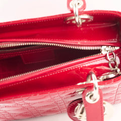 Dior Lady Dior Medium Patent Dark Red