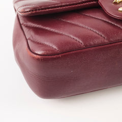 Chanel Mini Rectangular Chevron Calfskin Burgundy