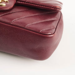 Chanel Mini Rectangular Chevron Calfskin Burgundy