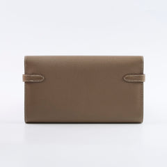 Hermes Kelly Classic Long Wallet Etoupe GHW C stamp