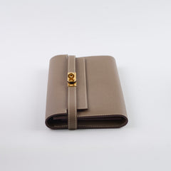 Hermes Kelly Classic Long Wallet Etoupe GHW C stamp